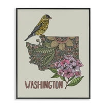 Stupell Industries Floral Washington State Botanical & Floral Painting Black Framed Art Print Wall Art, 11 x 14