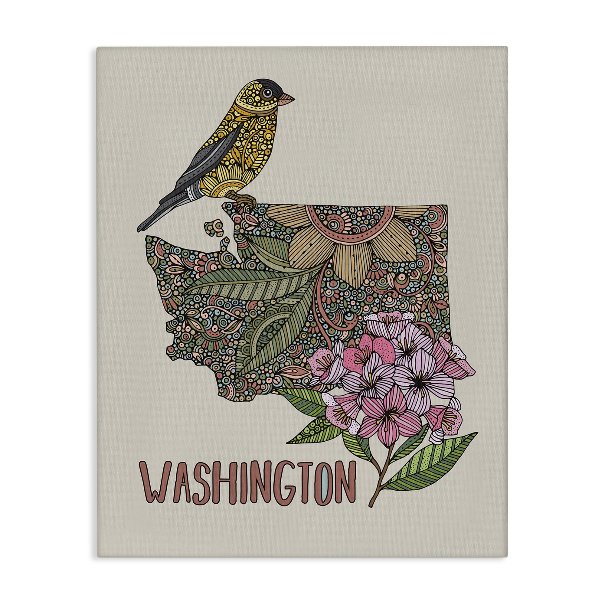 Stupell Industries Floral Washington State Botanical & Floral Painting Gallery Wrapped Canvas Art Print Wall Art, 36 x 48