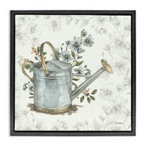 Stupell Industries Floral Watering Can Botanical & Floral Painting Black Floater Framed Canvas Art Print Wall Art, 18 x 18