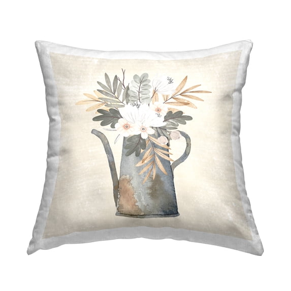 Stupell Industries Floral Watering Can Gardening Printed Throw Pillow Design by ND Art