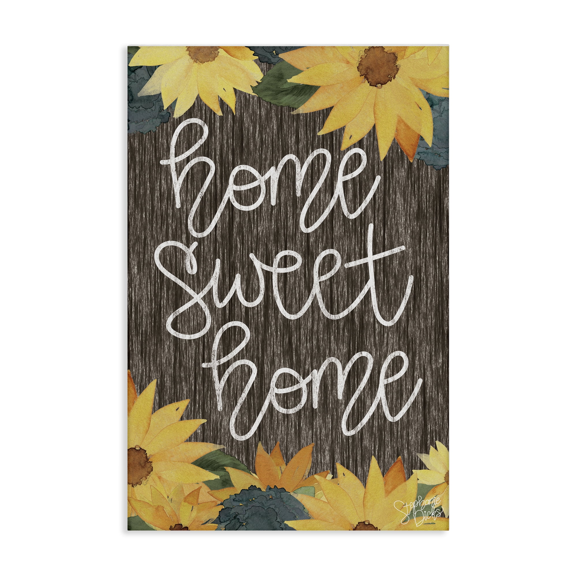 Stupell Industries Floral Welcome Phrase Plants & Flowers Painting Wrapped Canvas Art Print Wall Art, 20 x 30