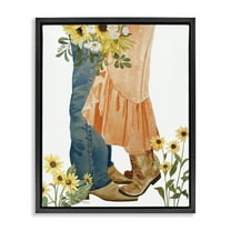 Stupell Industries Floral Western Couple Novelty Painting Black Floater Framed Canvas Art Print Wall Art, 17 x 21