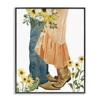 Stupell Industries Floral Western Couple Novelty Painting Black Framed Art Print Wall Art, 11 x 14