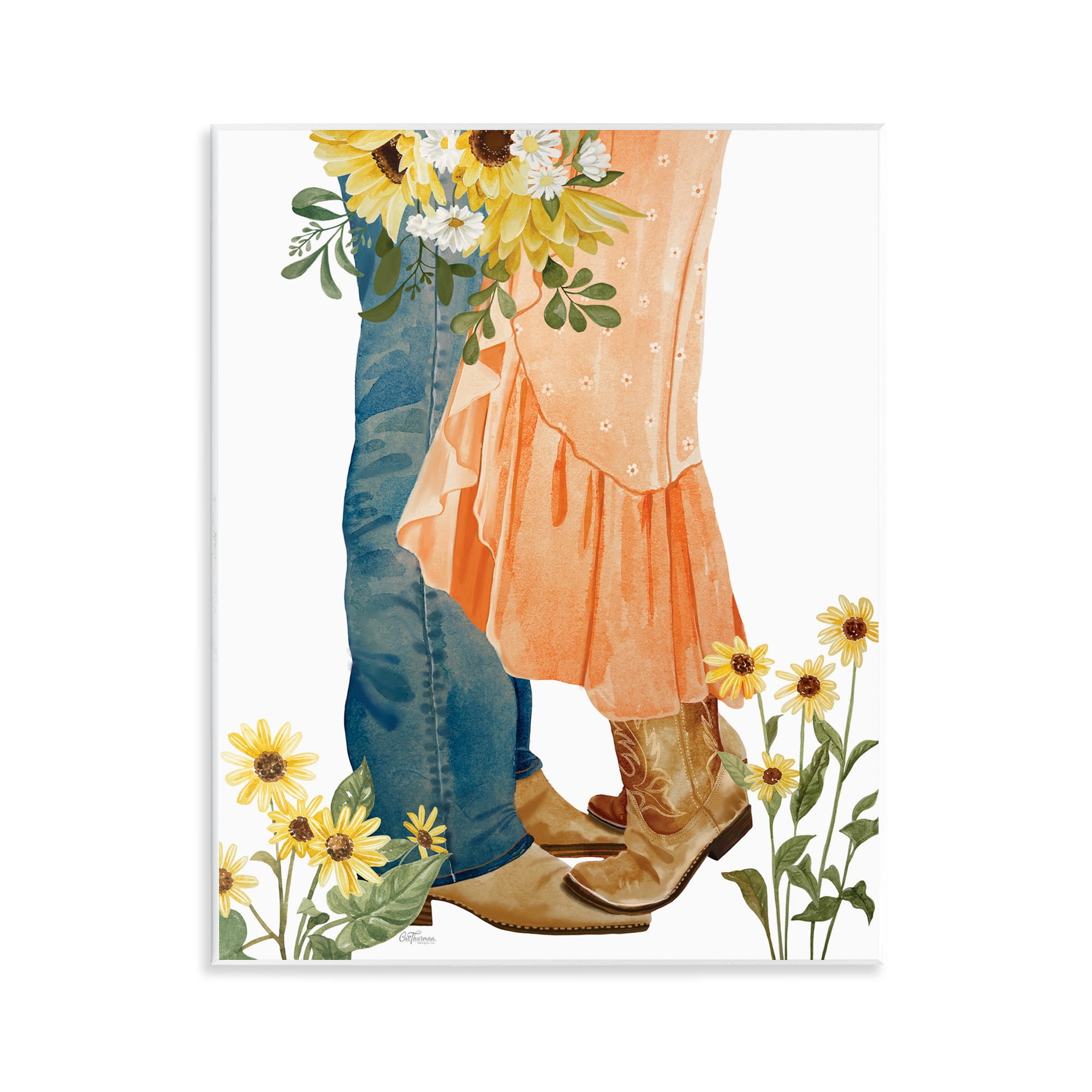 Stupell Industries Floral Western Couple Novelty Painting Unframed Art Print Wall Art, 11 x 14