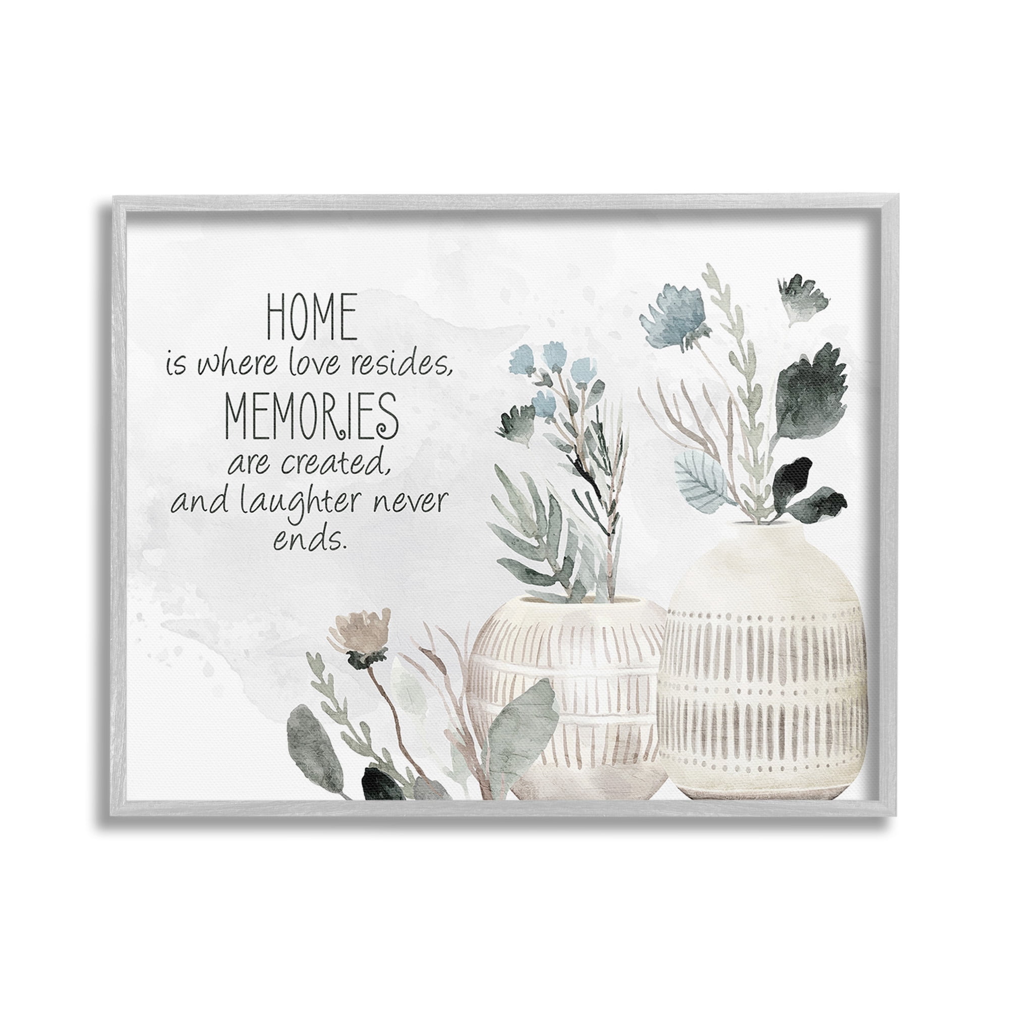 Stupell Industries Floral Where Love Resides Inspirational Painting Gray Framed Art Print Wall Art, 20 x 16