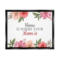 Stupell Industries Floral Where Mom Is Botanical & Floral Painting Black Floater Framed Art Print Wall Art, 21 x 17