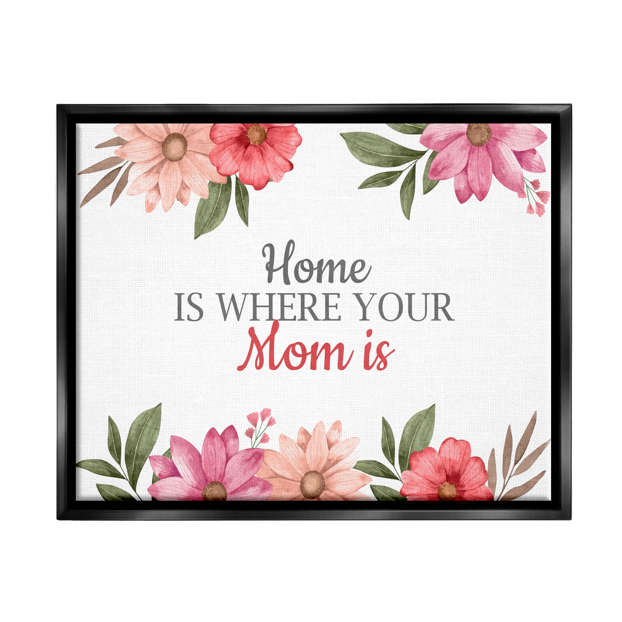 Stupell Industries Floral Where Mom Is Botanical & Floral Painting Black Floater Framed Art Print Wall Art, 31 x 25