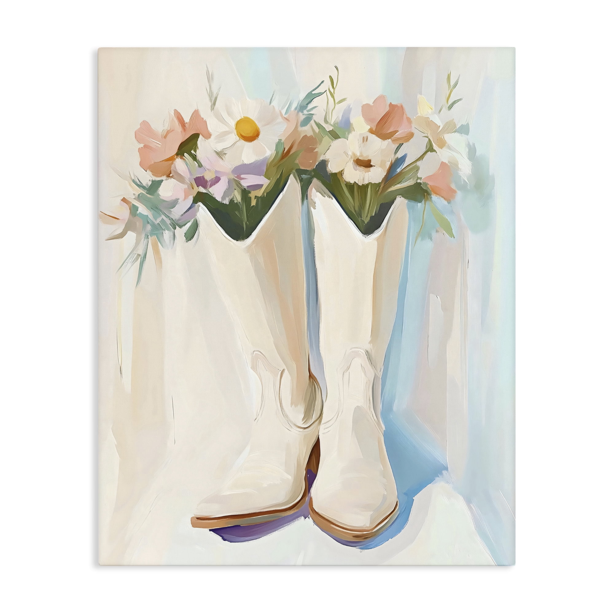 Stupell Industries Floral White Cowgirl Boots Canvas Wall Art, design by The Prints Vibe