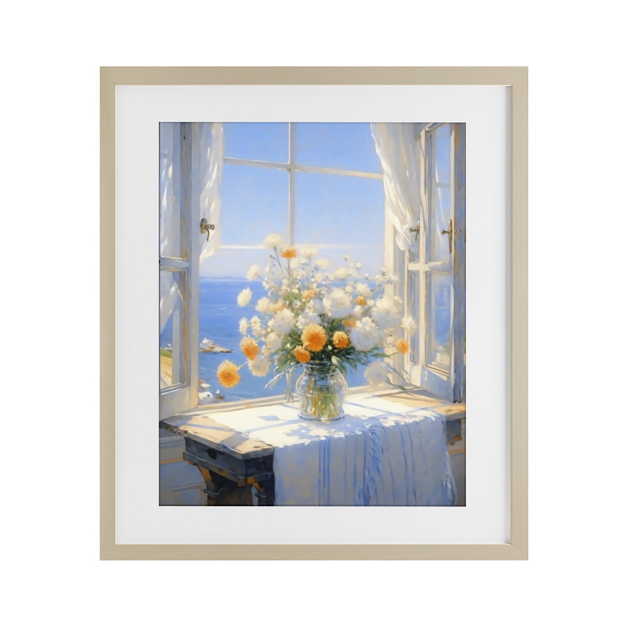 Stupell Industries Floral Window View of Sea Birch Framed Print Under Glass, design by Creative Studio