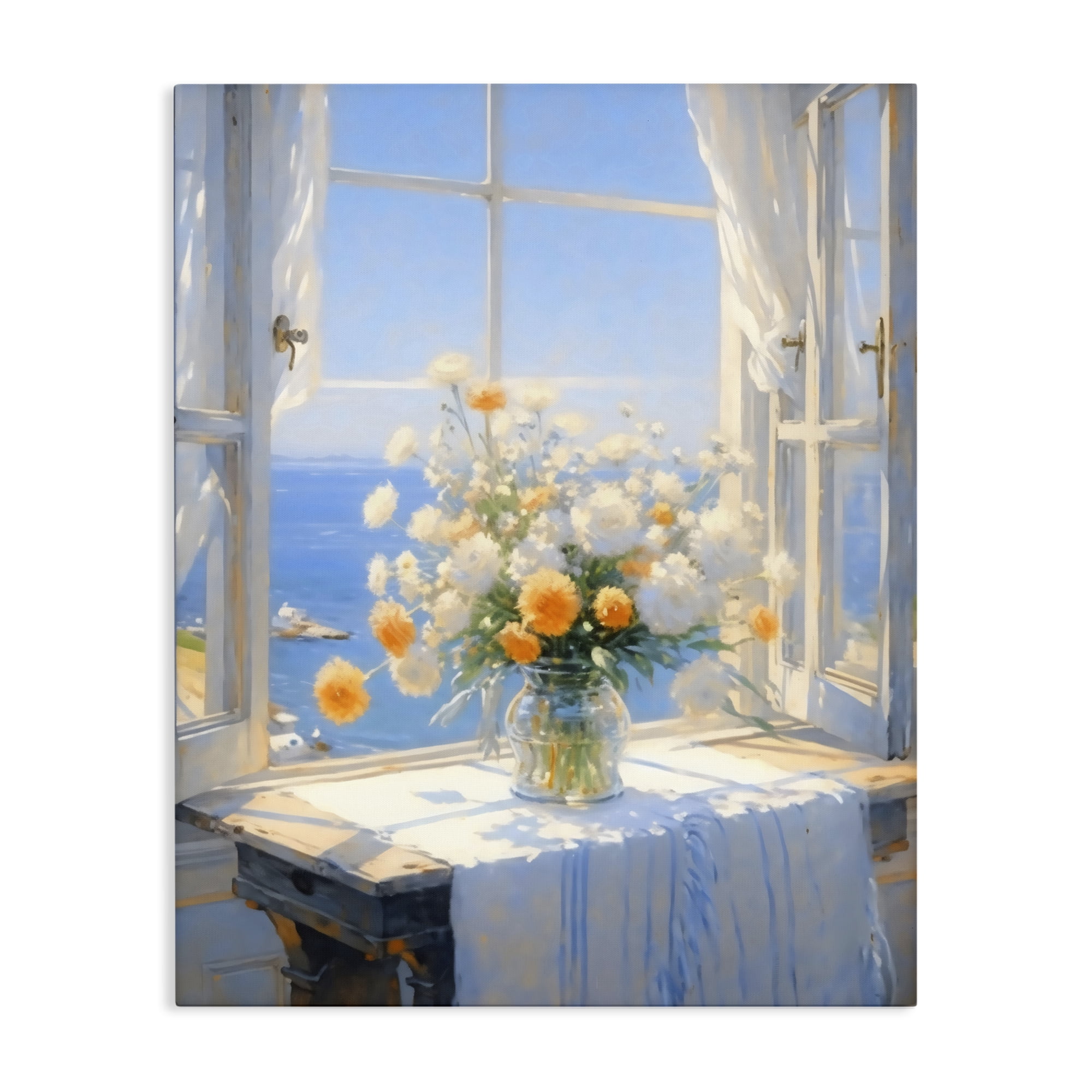 Stupell Industries Floral Window View of Sea Canvas Wall Art, design by Creative Studio