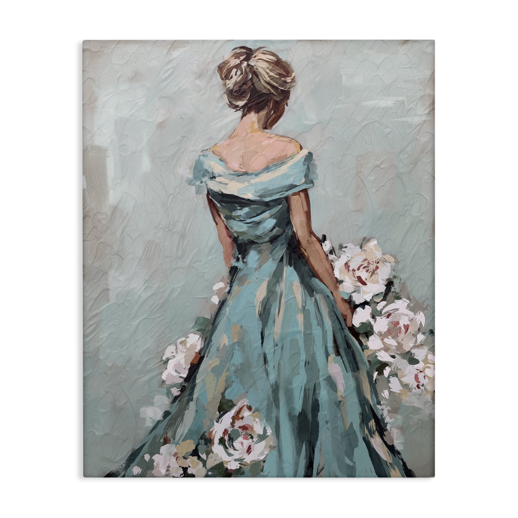 Stupell Industries Floral Woman in Gown Novelty Painting Gallery Wrapped Canvas Art Print Wall Art, 24 x 30
