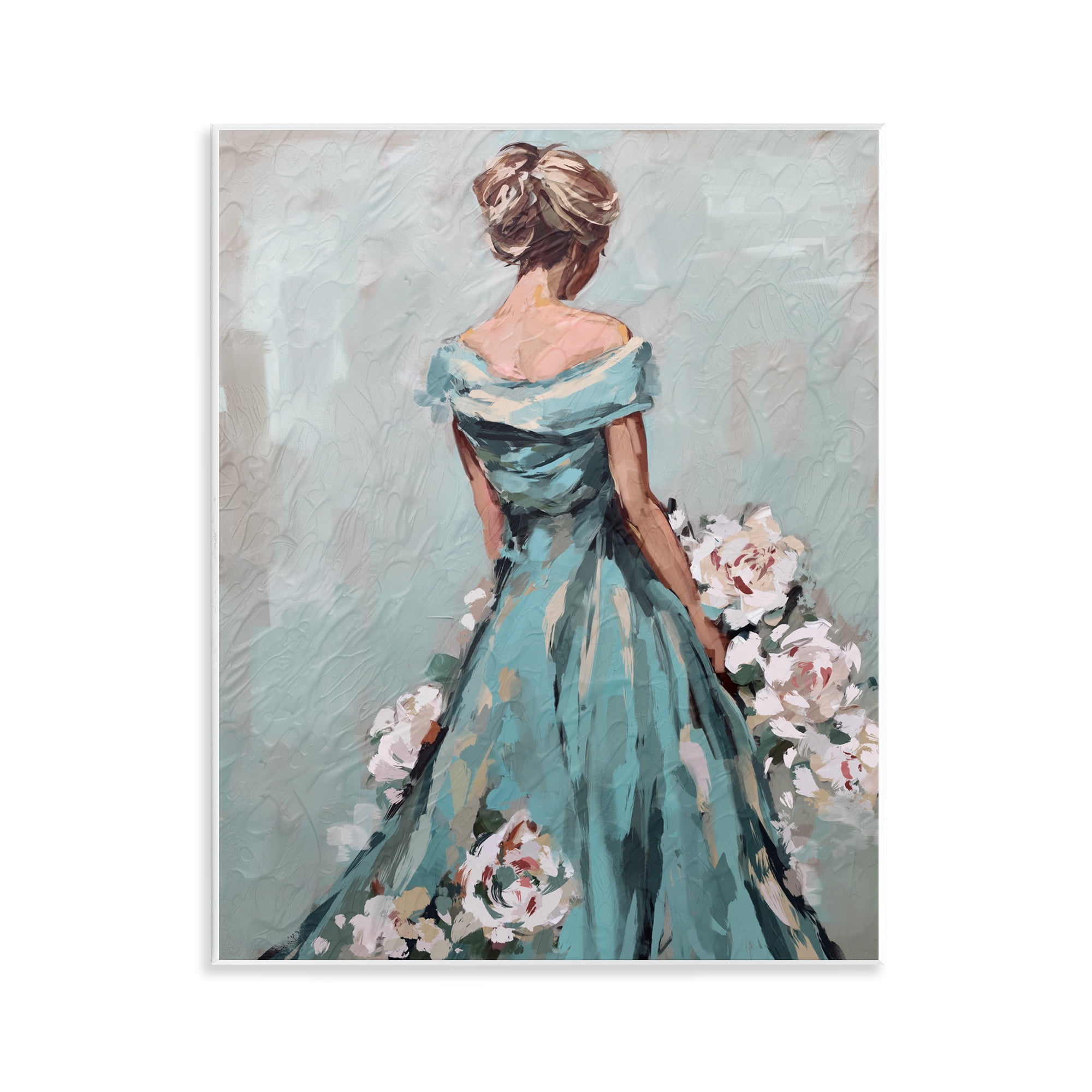Stupell Industries Floral Woman in Gown Novelty Painting Unframed Art Print Wall Art, 11 x 14