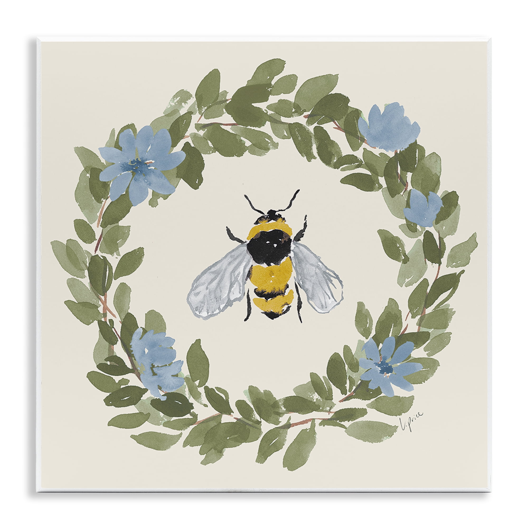 Stupell Industries Floral Wreath Bee Celebration Wall Plaque Art, design by Lucille Price