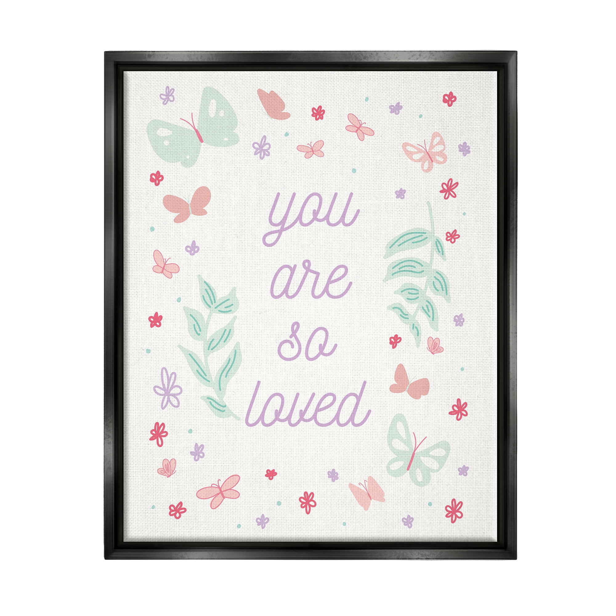 Stupell Industries Floral You Are So Loved Botanical & Floral Painting Black Floater Framed Art Print Wall Art, 25 x 31