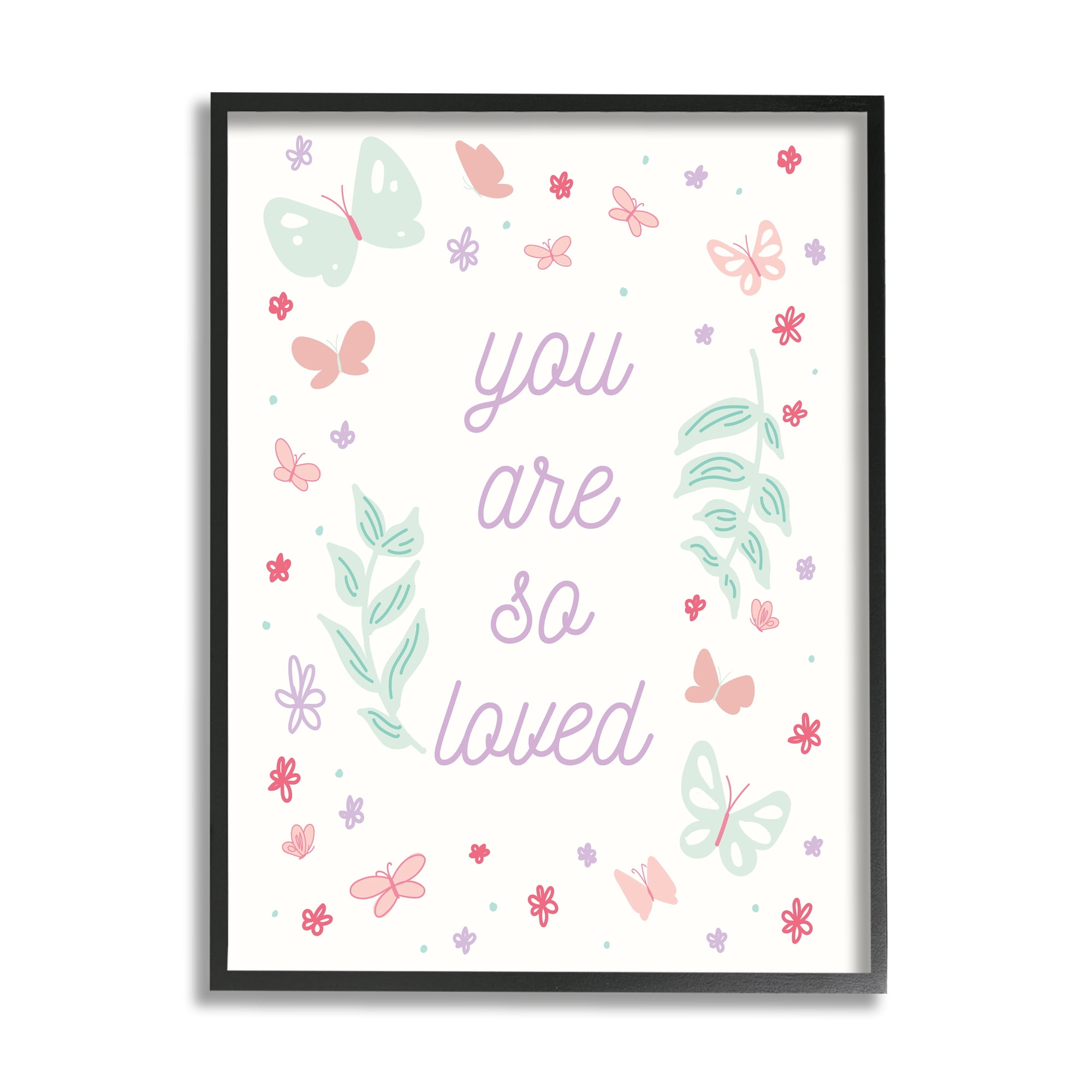 Stupell Industries Floral You Are So Loved Botanical & Floral Painting Black Framed Art Print Wall Art, 16 x 20