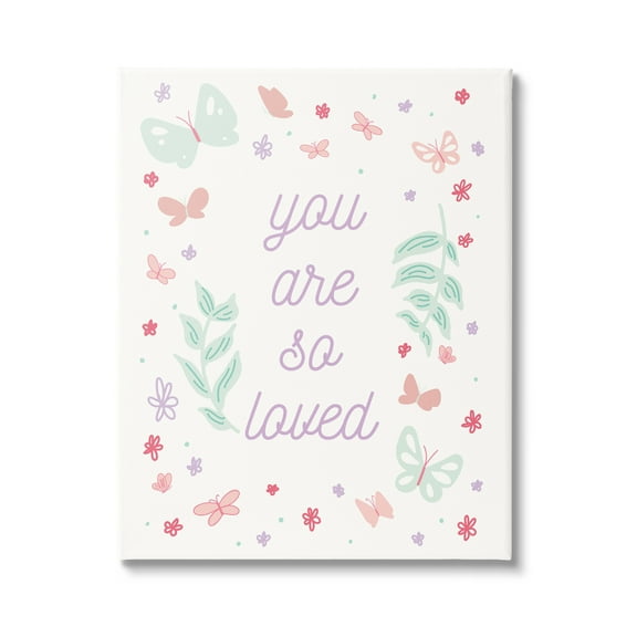 Stupell Industries Floral You Are So Loved Botanical & Floral Painting Gallery Wrapped Canvas Print Wall Art, 16 x 20