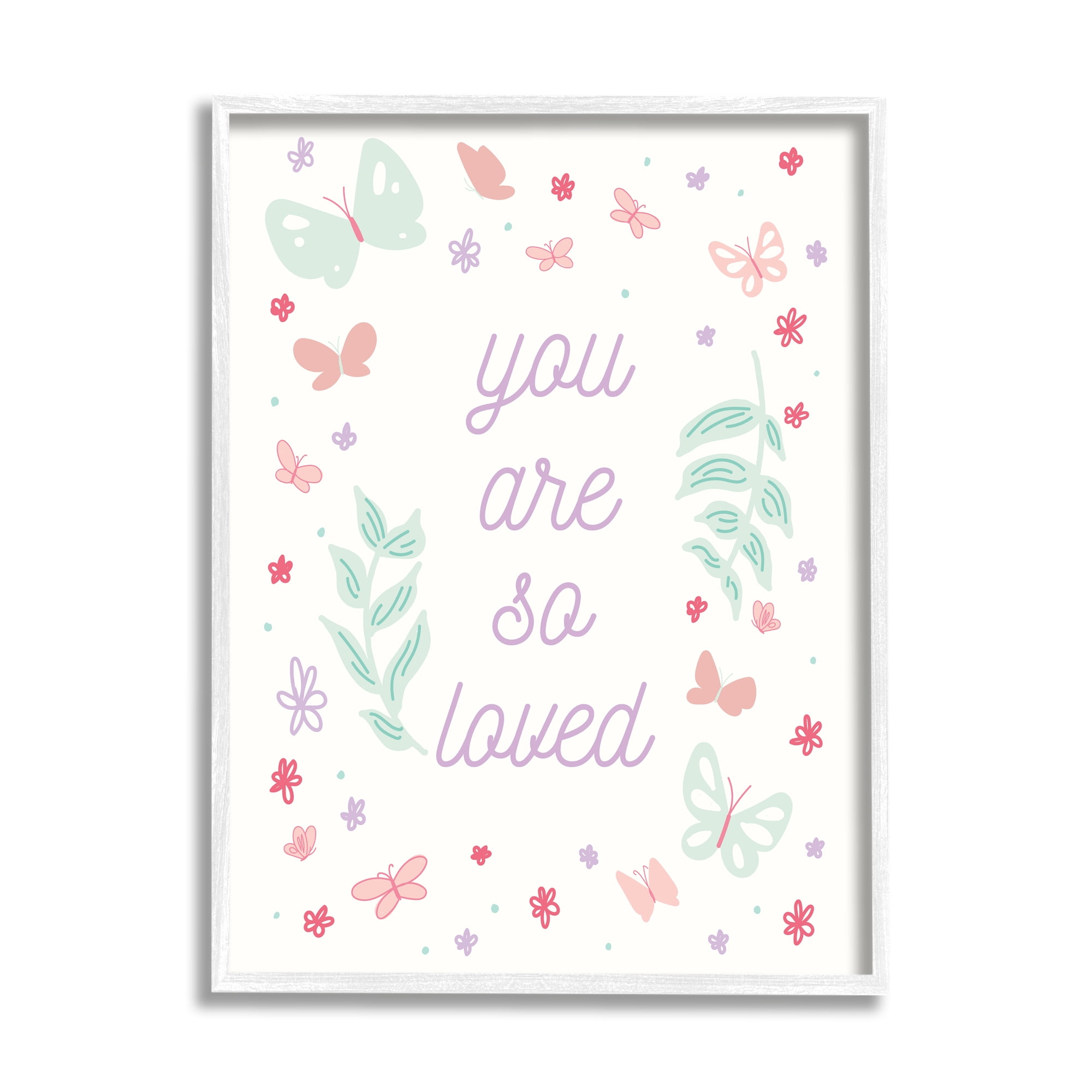 Stupell Industries Floral You Are So Loved Botanical & Floral Painting White Framed Art Print Wall Art, 11 x 14