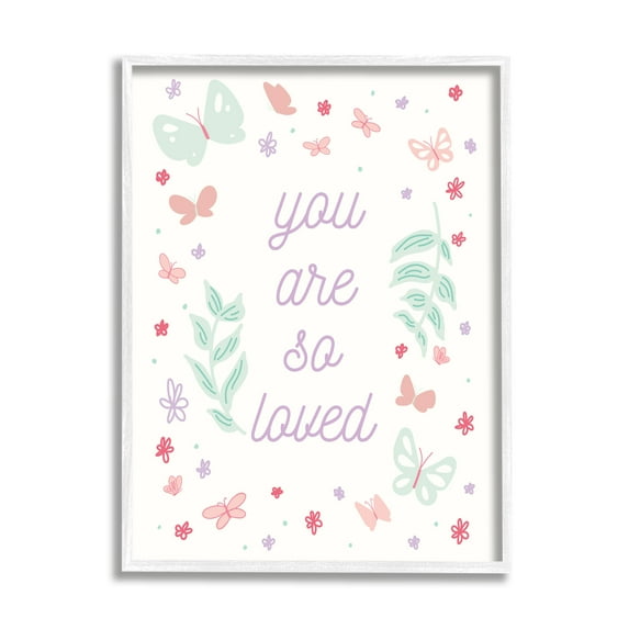 Stupell Industries Floral You Are So Loved Botanical & Floral Painting White Framed Art Print Wall Art, 24 x 30