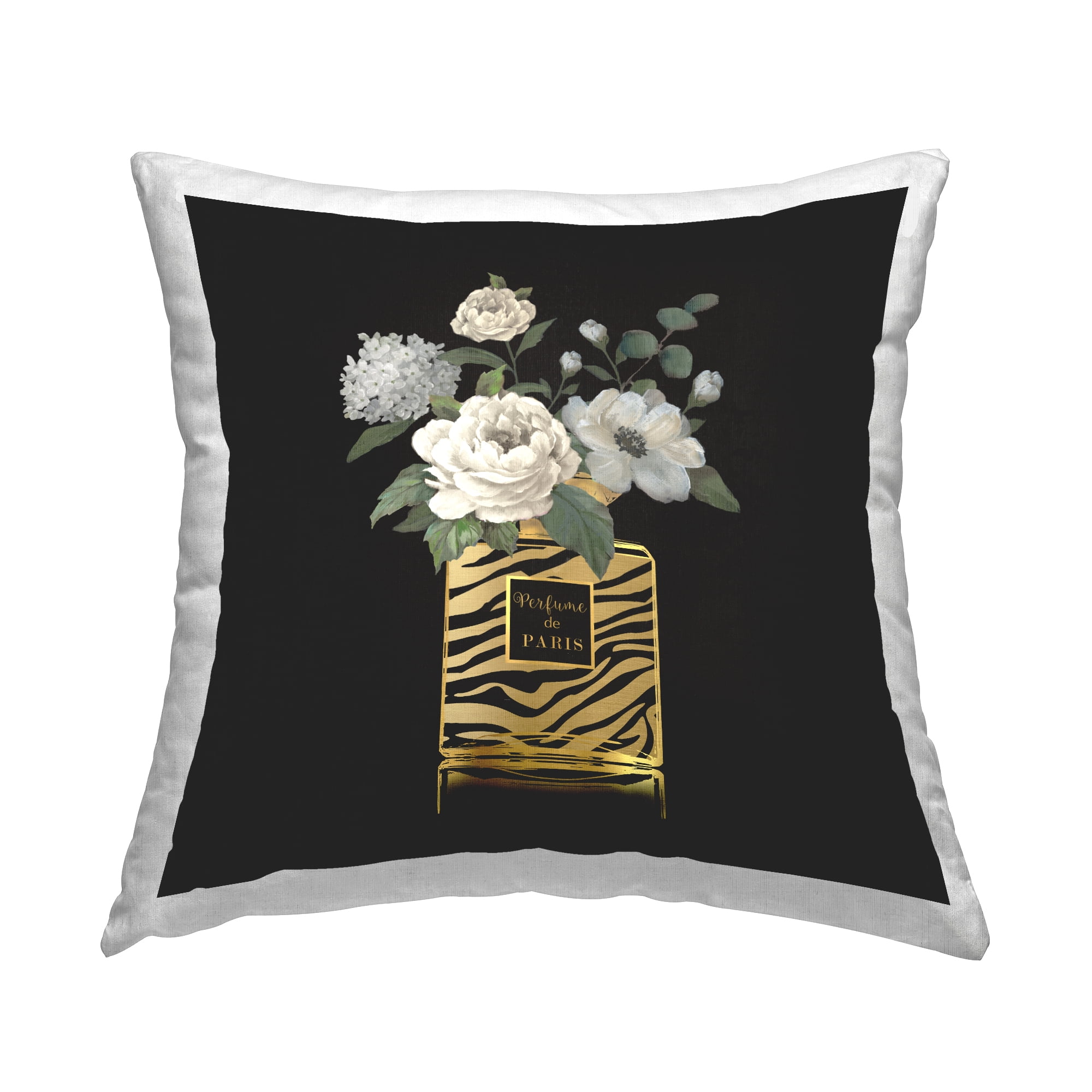 Stupell Industries Floral Zebra Pattern Perfume Decorative Printed Throw Pillow, 18 x 18