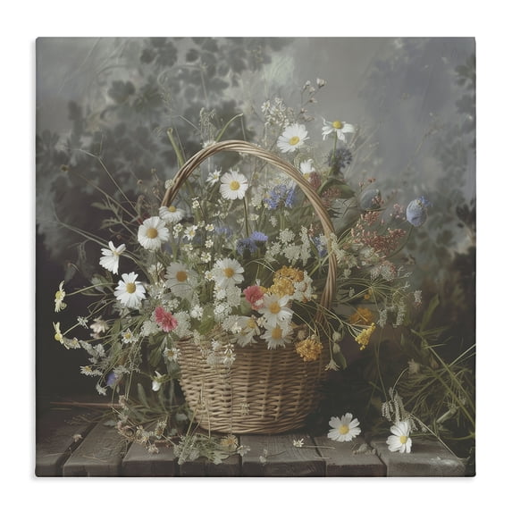 Stupell Industries Farmhouse Florals In A Basket Arrangement Canvas Art, 17 x 17, by Lazar Studio