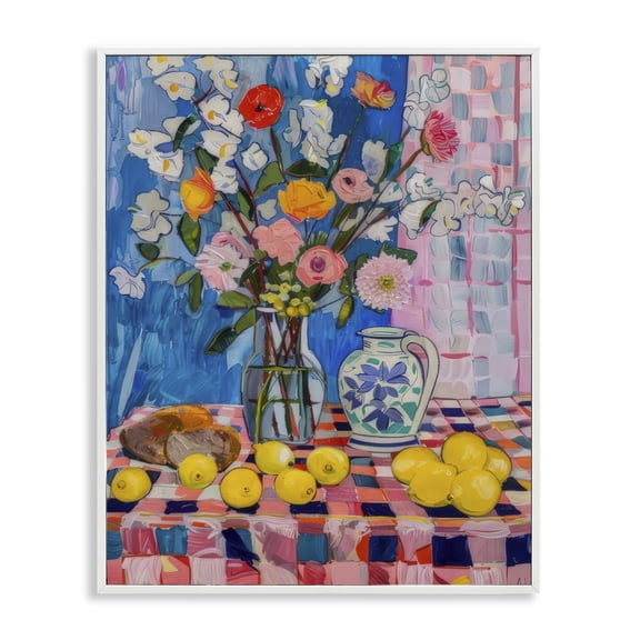 Stupell Industries Florals & Lemons Whimsy Food & Beverage Painting White Framed Art Print Wall Art, 11 x 14