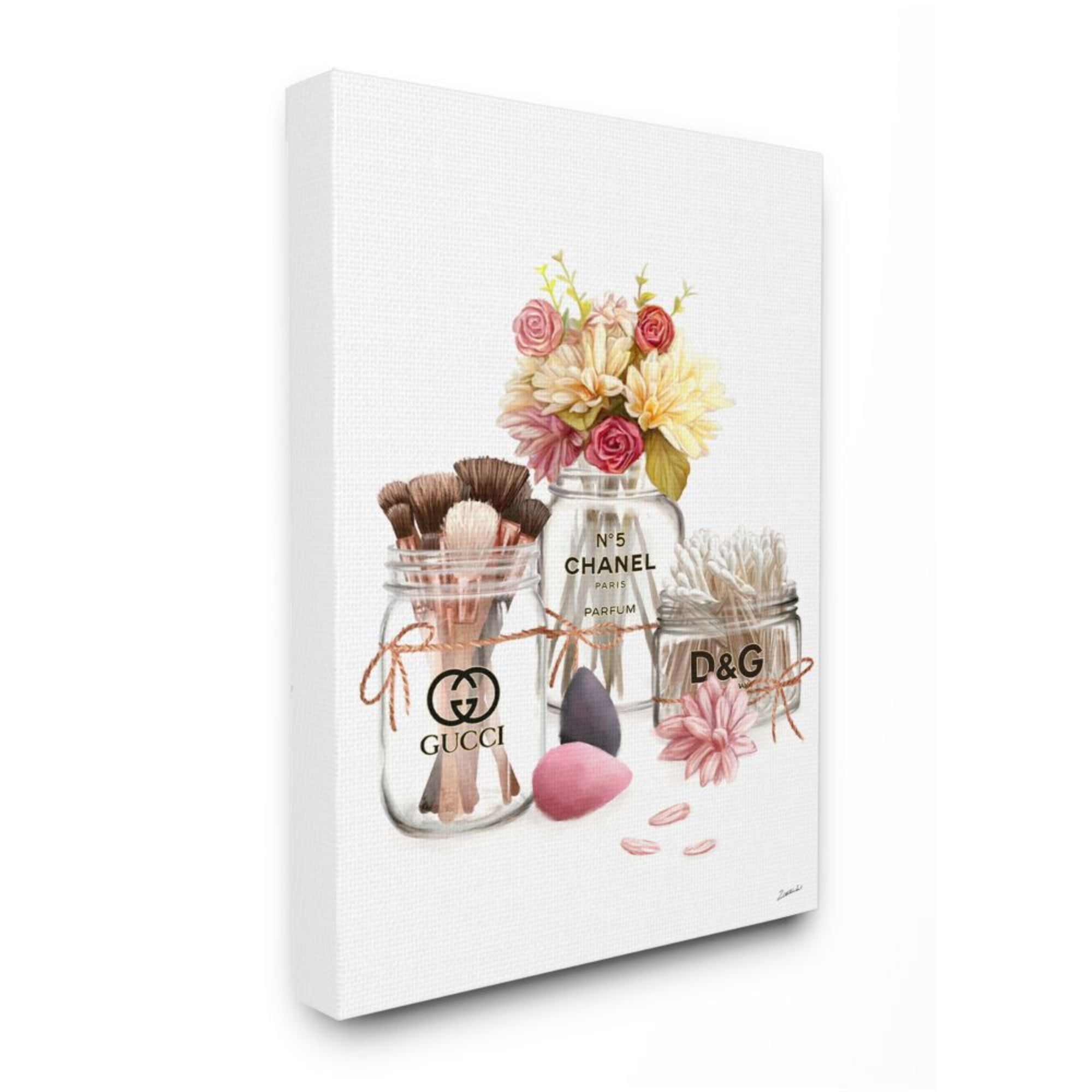 Stupell Industries Florals in Fashion Jars Cosmetic Accessories Toiletries Design by Ziwei Li, 36" x 48"