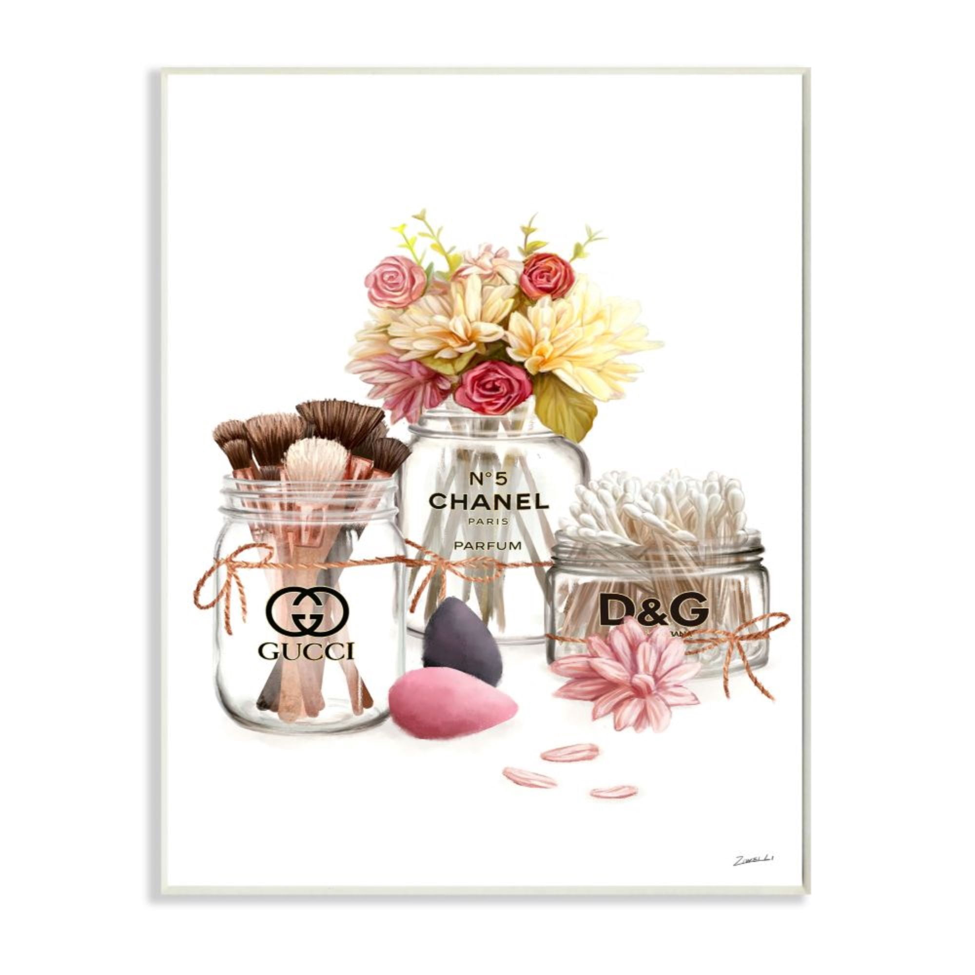 Stupell Industries Florals in Fashion Jars Cosmetic Accessories Toiletries Design by Ziwei Li