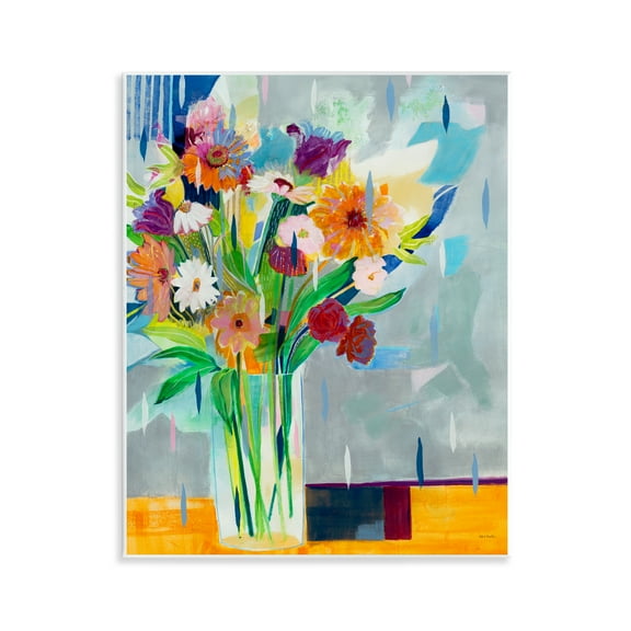Stupell Industries Florals on Blocked Background Plants & Flowers Painting Unframed Art Print Wall Art, 11 x 14