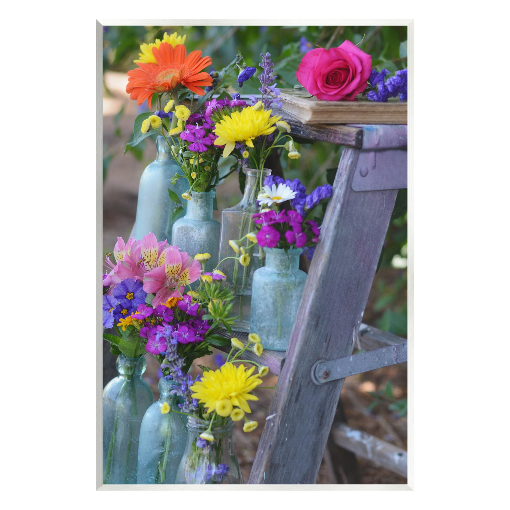 Stupell Industries Florals on Country Ladder Botanical & Floral Photography Unframed Art Print Wall Art, 13 x 19