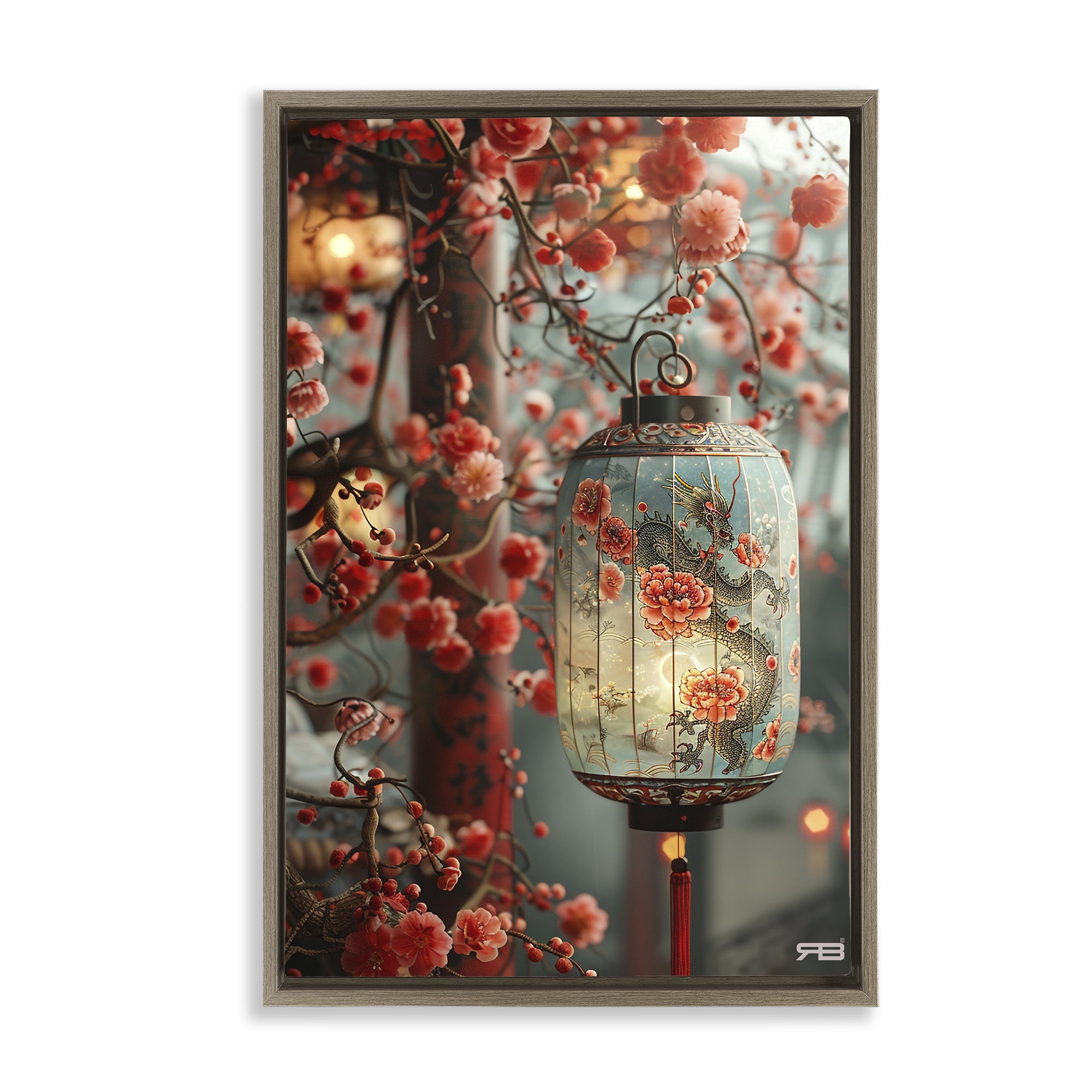 Stupell Industries Florals with Asian Motif Botanical & Floral Painting Brown Floater Framed Art Print Wall Art, 17 x 25