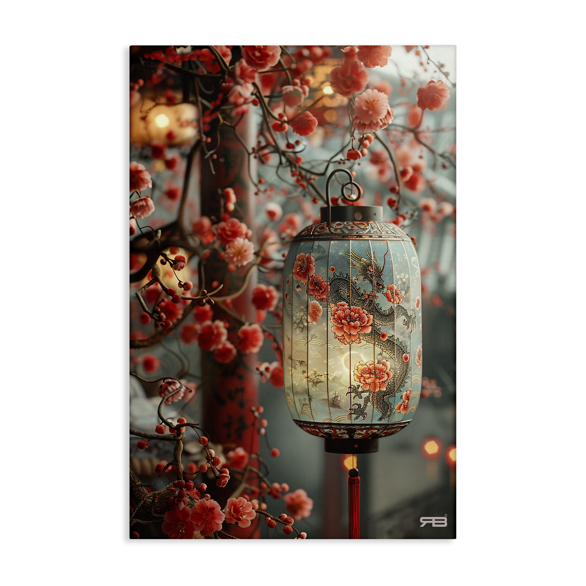 Stupell Industries Florals with Asian Motif Botanical & Floral Painting Gallery Wrapped Canvas Art Print Wall Art, 30 x 45