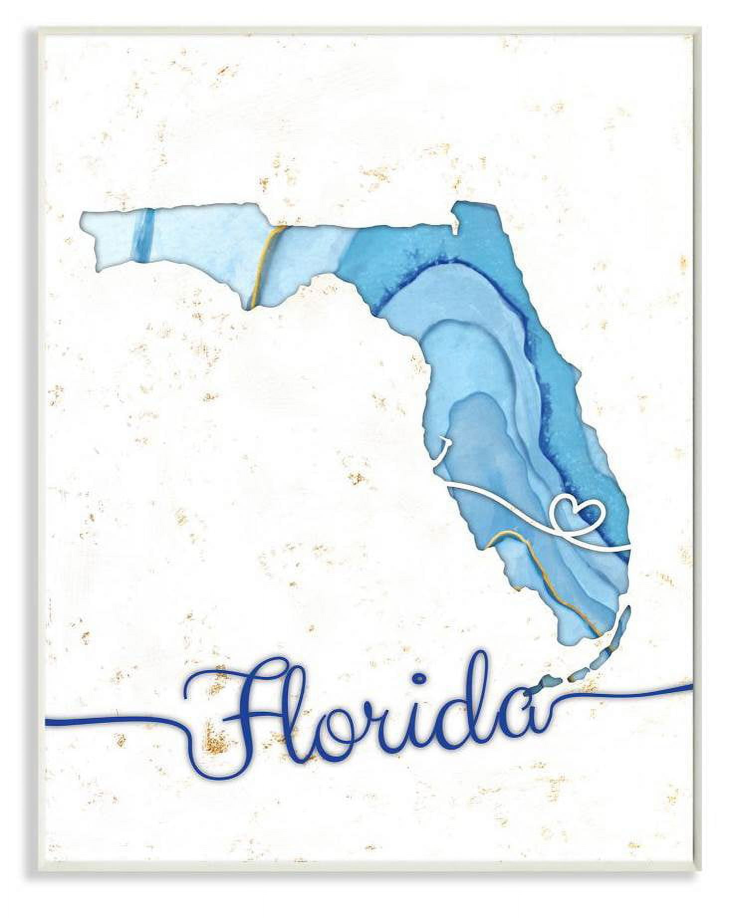Blue Agate Florida Design Wood Wall Plaque, 13 x 19