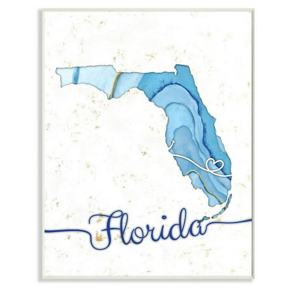 Stupell Industries Florida Agate Blue US State Design Wall Plaque by Ziwei Li