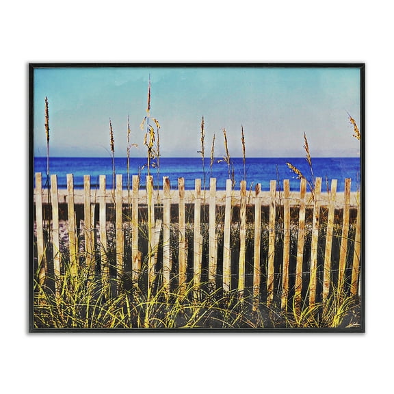 Stupell Industries Florida Fenced Beach Nautical & Beach Painting Black Framed Art Print Wall Art, 14 x 11