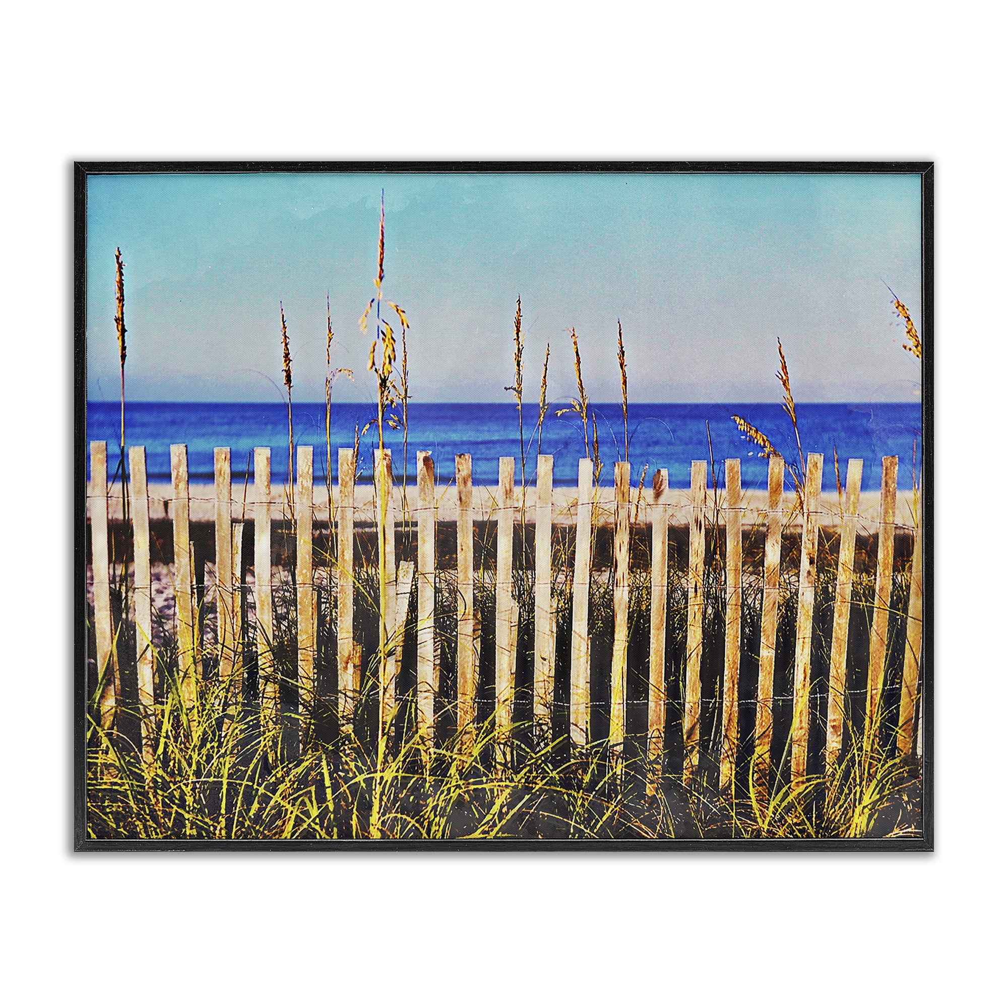 Stupell Industries Florida Fenced Beach Nautical & Beach Painting Black Framed Art Print Wall Art, 30 x 24