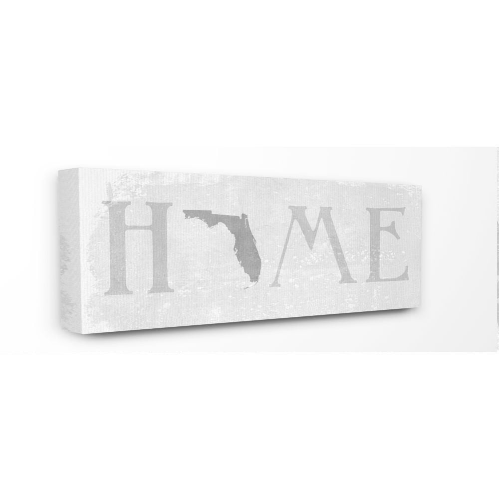 Stupell Industries Florida Home State Map Grey Neutral Textured Word Design Canvas Wall Art by Daphne Polselli