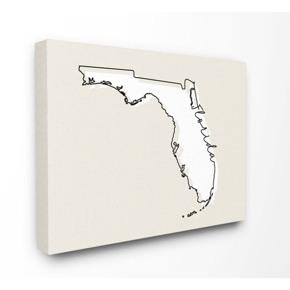 Stupell Industries Florida Home State Map Neutral Print Design Super Canvas Wall Art by Daphne Polselli