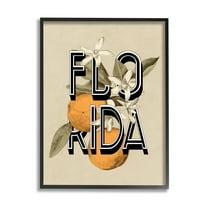 Stupell Industries Florida Orange Blossoms State Flower Typography Graphic Art Black Framed Art Print Wall Art, Design by Daphne Polselli