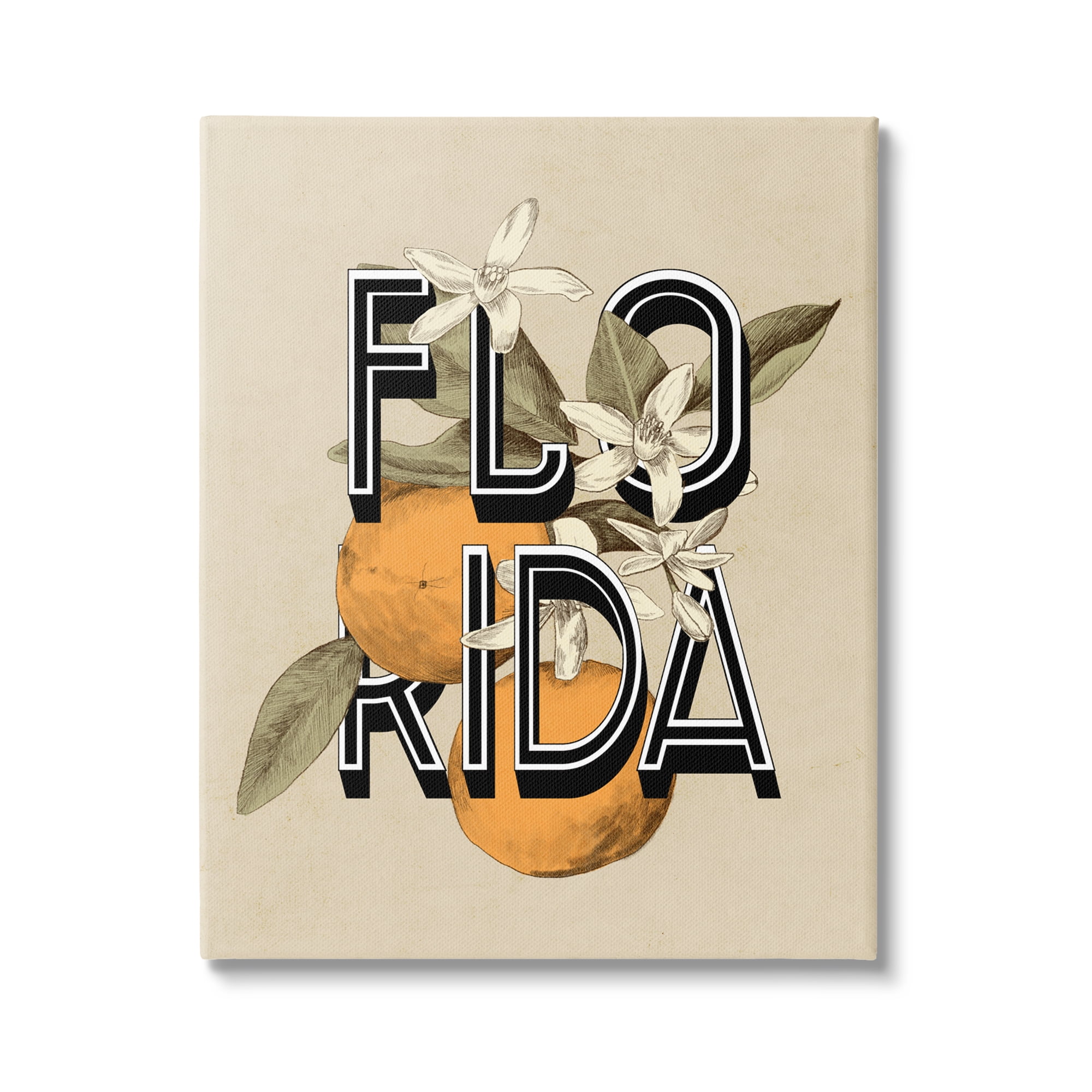 Stupell Industries Florida Orange Blossoms State Flower Typography Graphic Art Gallery Wrapped Canvas Print Wall Art, Design by Daphne Polselli