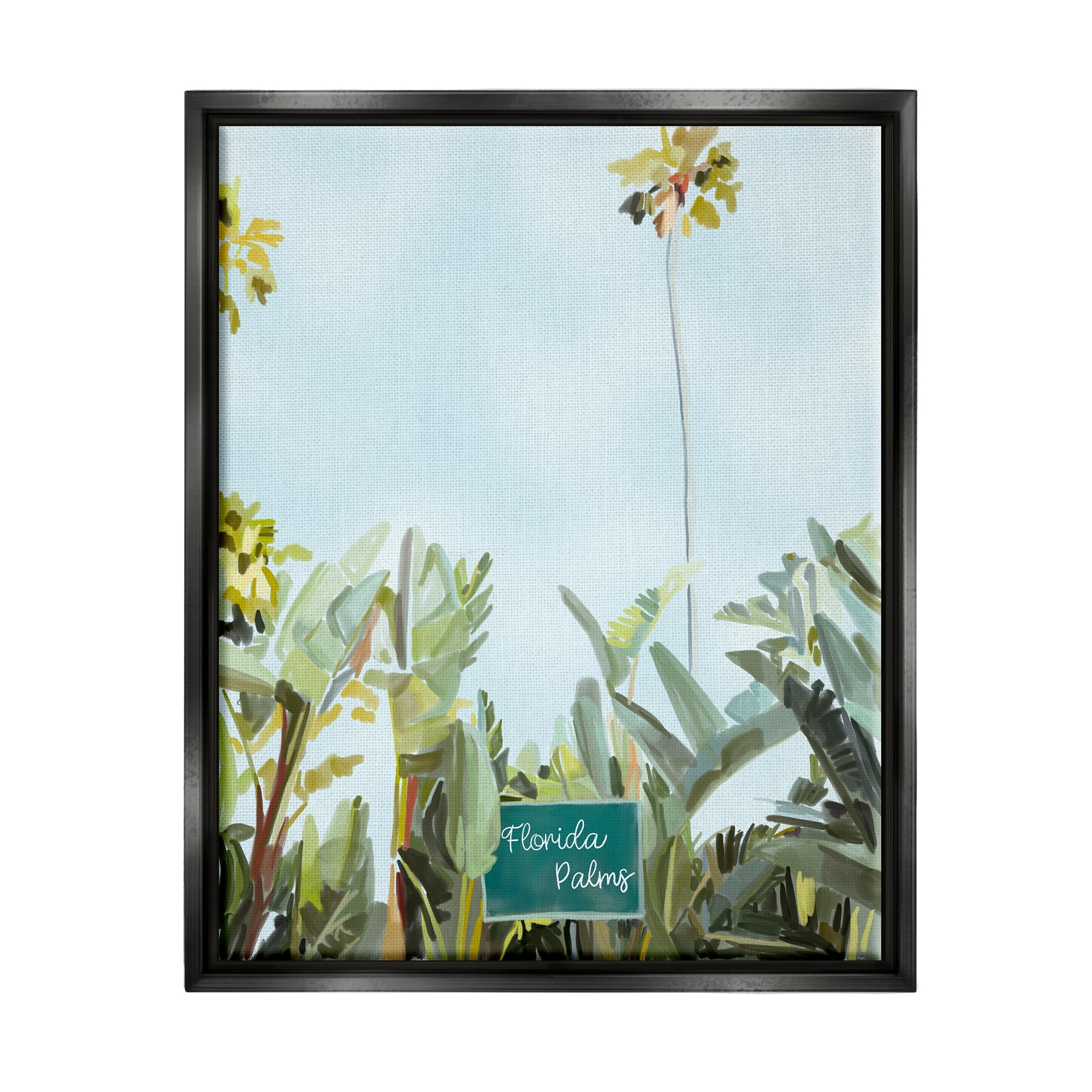 Florida Palms Botanical Print on Canvas with Black Frame