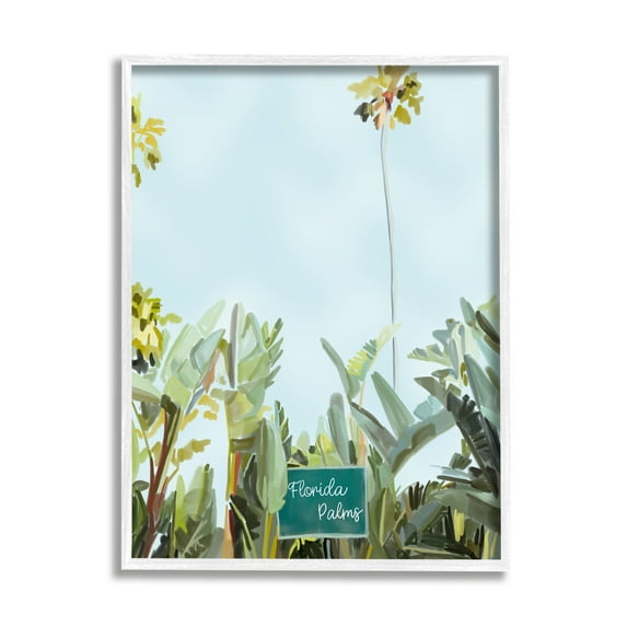 Stupell Industries Florida Palms Botanicals Botanical & Floral Painting White Framed Art Print Wall Art, 16 x 20