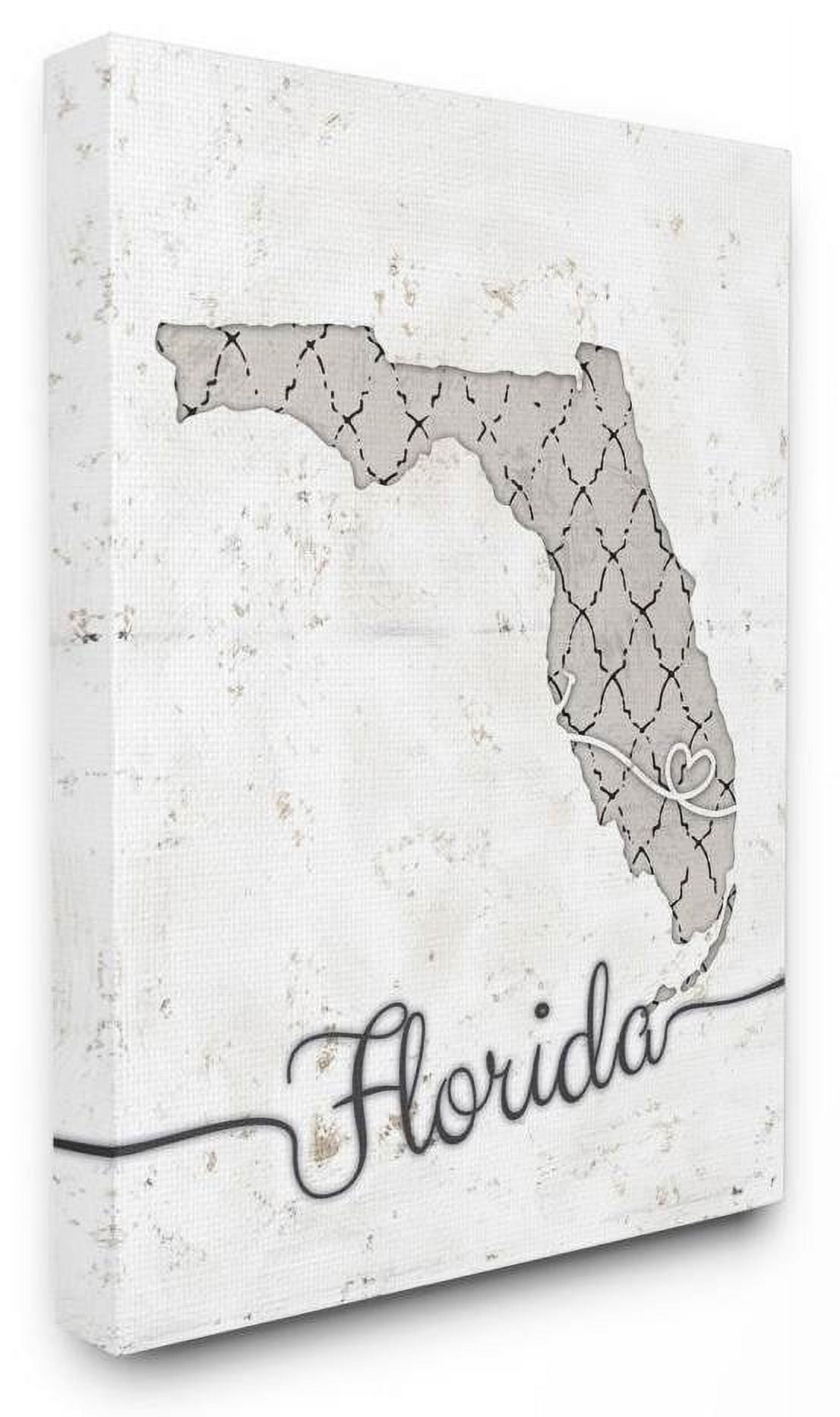 Stupell Industries Florida Patterned Grey US State Design Canvas Wall Art by Ziwei Li