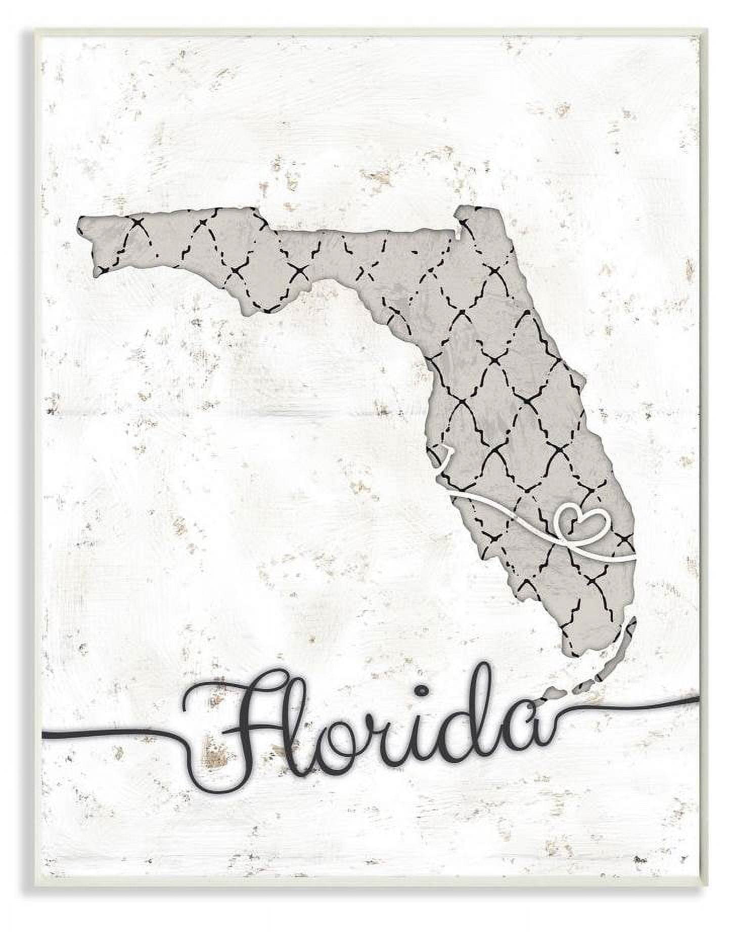 Stupell Industries Florida Patterned Grey US State Design Wall Plaque by Ziwei Li