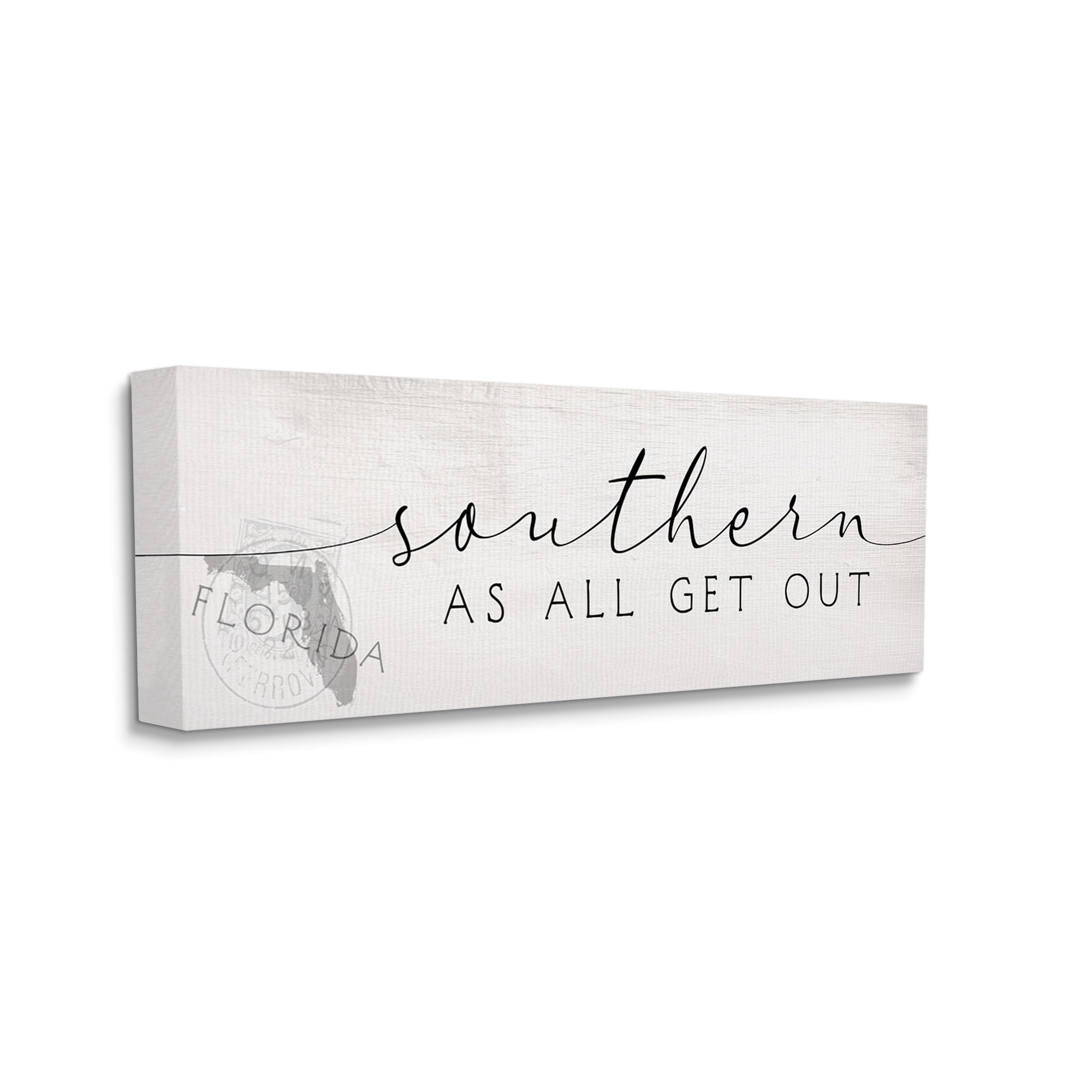 Stupell Industries Florida State Outline Southern As All Get Out Quote Typography Painting Gallery Wrapped Canvas Print Wall Art, 10 x 24