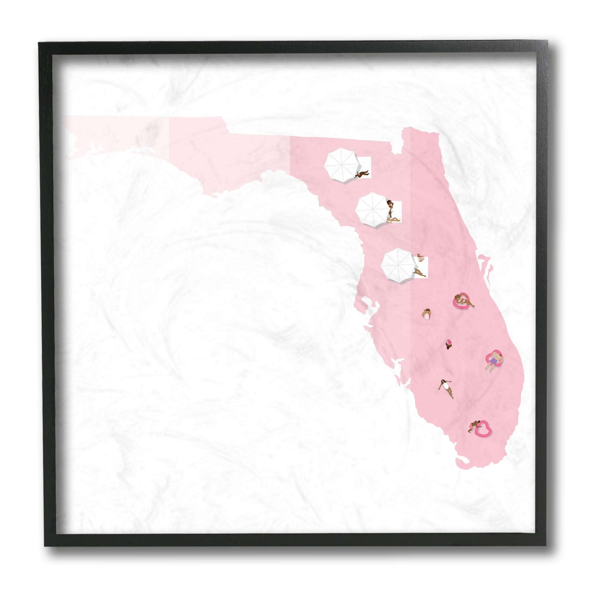 Stupell Industries Florida State Outline with Coastal Sunbathers Black Framed, 12 x 12, Design by Victoria Kukla