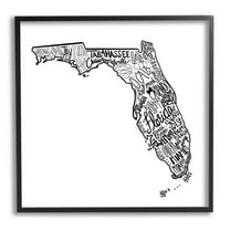 Stupell Industries Florida State Typography Cities Graphic Art Black Framed Art Print Wall Art, Design by The Saturday Evening Post