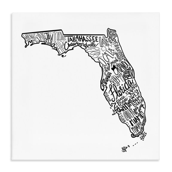 Stupell Industries Eclectic Florida State Typography Cities Canvas Art, 24 x 24, by The Saturday Evening Post