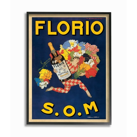 Stupell Industries Florio Vintage Poster Drink Design Graphic Art Black Framed Art Print Wall Art, 16x20, by Marcello Dudovich