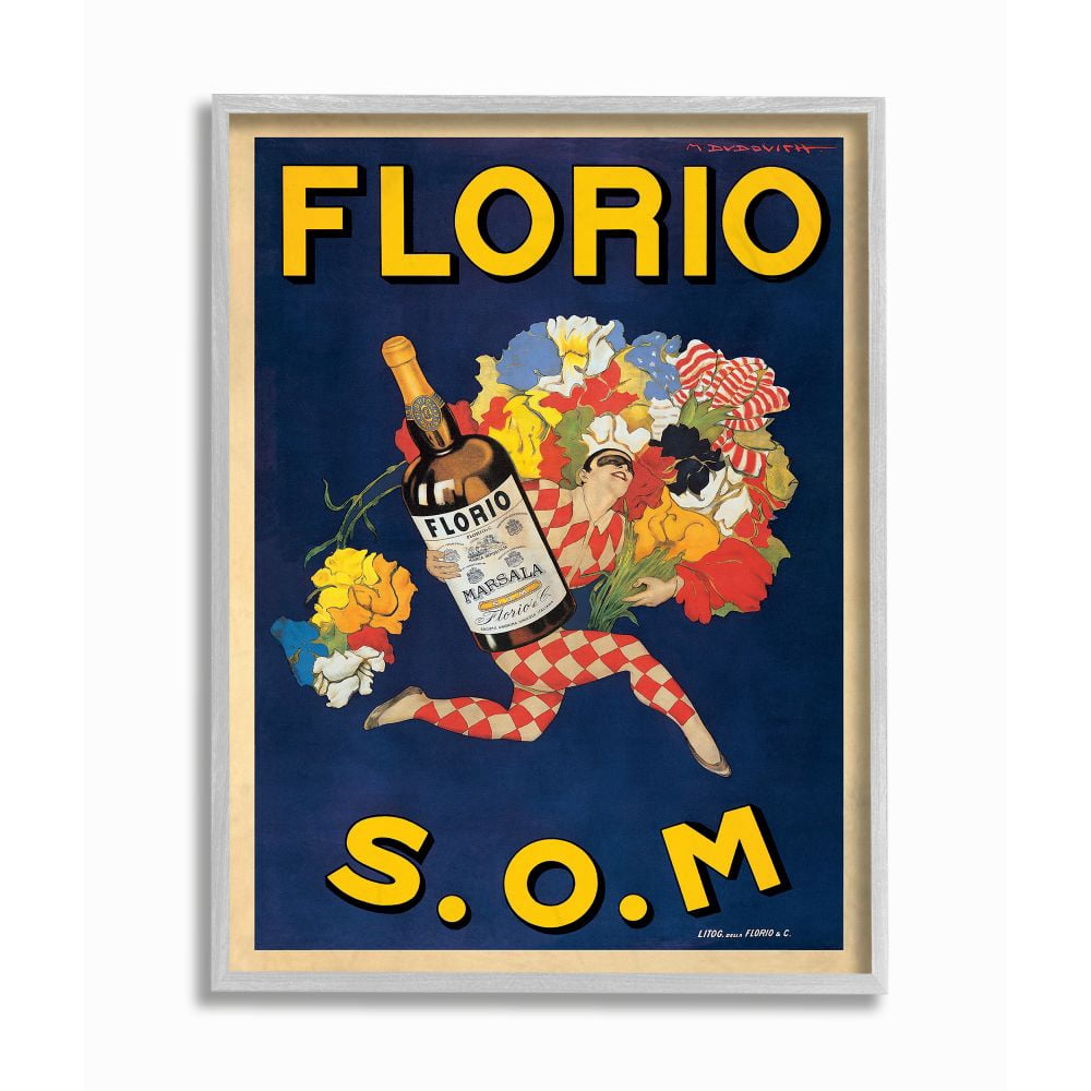 Stupell Industries Florio Vintage Poster Drink Design Graphic Art Gray Framed Art Print Wall Art, 11x14, by Marcello Dudovich