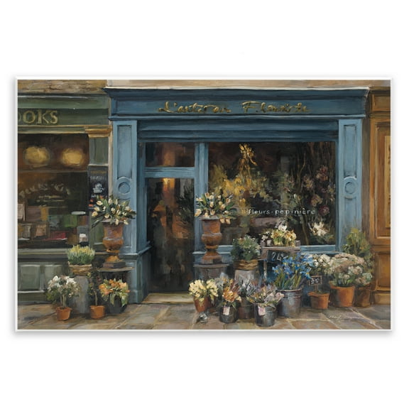 Stupell Industries Florist Shopfront in Town Buildings & Architecture Painting Unframed Art Print Wall Art, 15 x 10